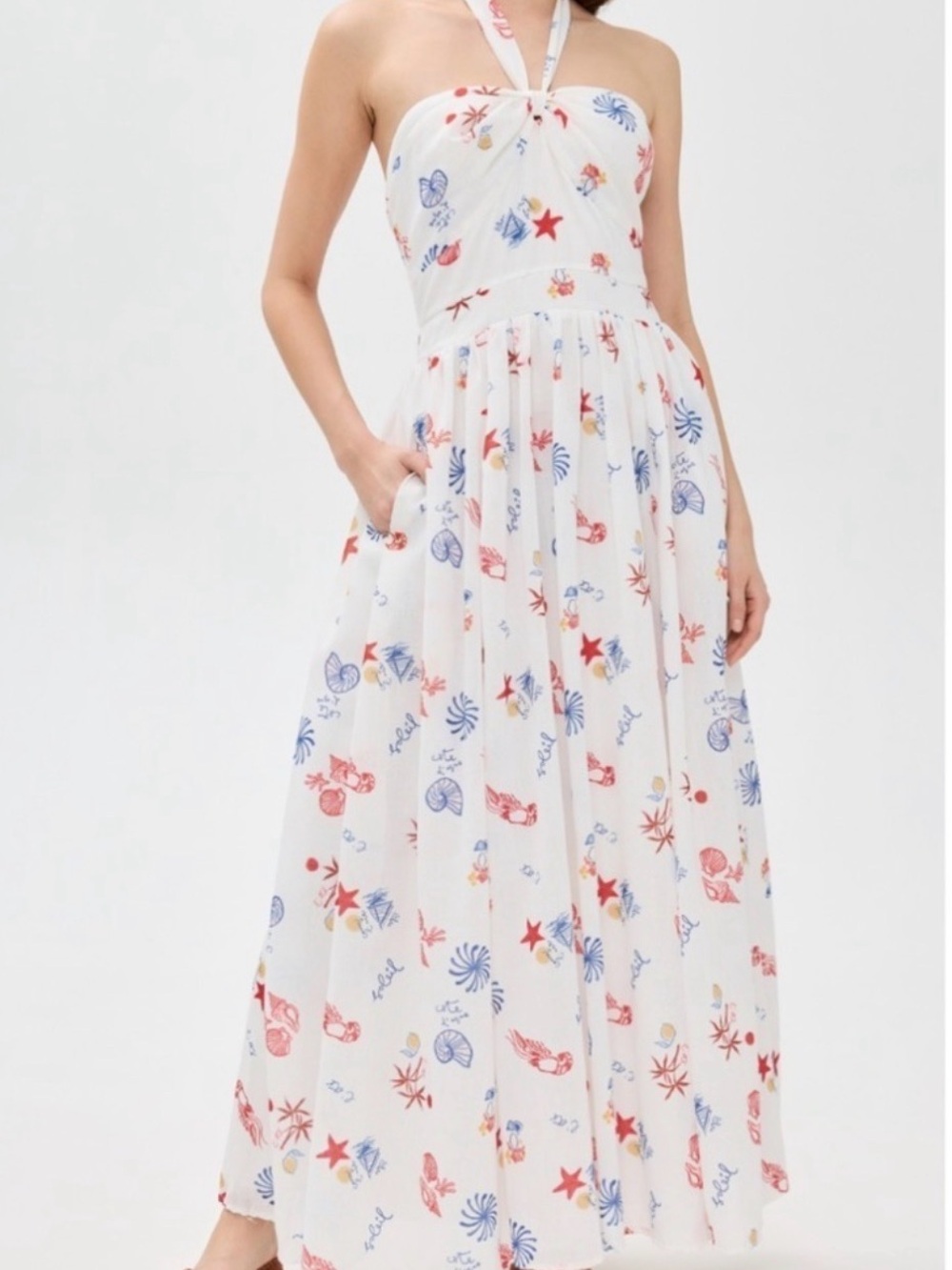 Line & Dot Reeta Dress in White Multi NWTs Coastal Seashell Vacation Medium